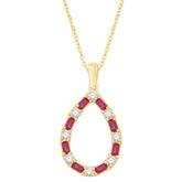 14 KT Rounds Shape Yellow Gold Diamond & Ruby Pendant